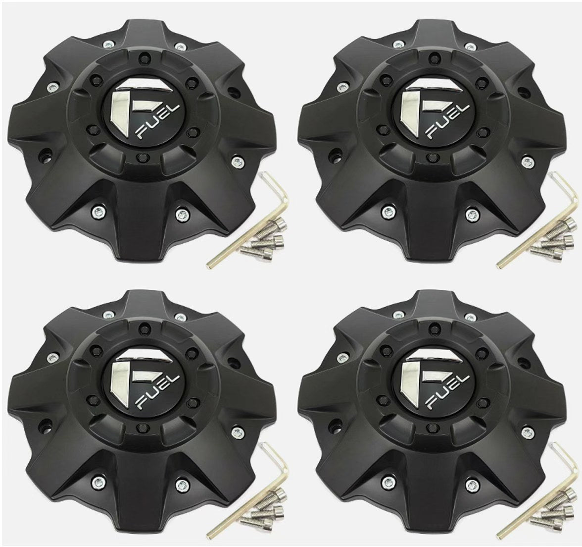 Fuel 1001-81MB Matte Black 8-Inch Bolt-On Center Caps – Set of 4