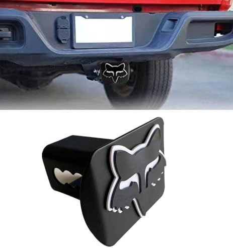 Custom 3D Metal Trailer Hitch Cover for 2'' Towing Rear Receiver Plug Cover Fox Emblem Cool Cars SUV Pickup Trucks Heavy Duty
