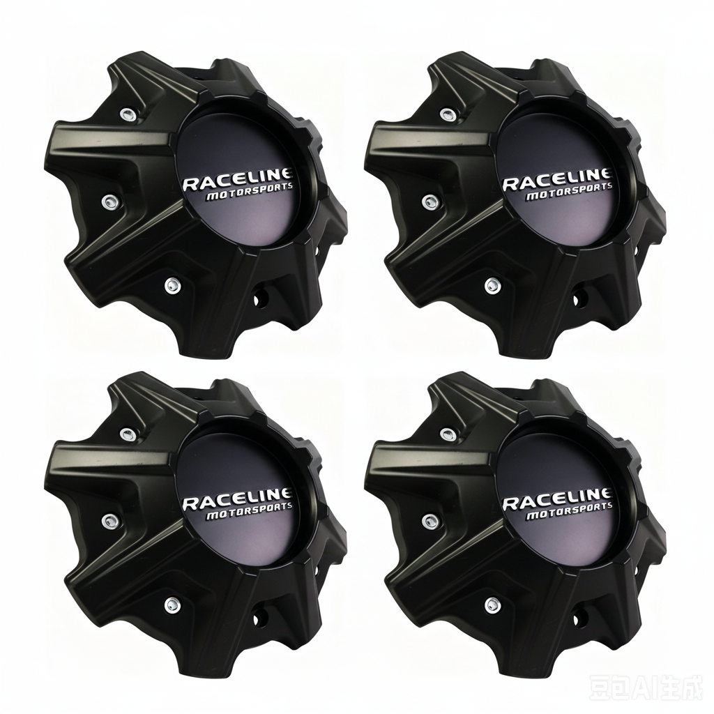Four Raceline Mamba C816-2 matte black center caps