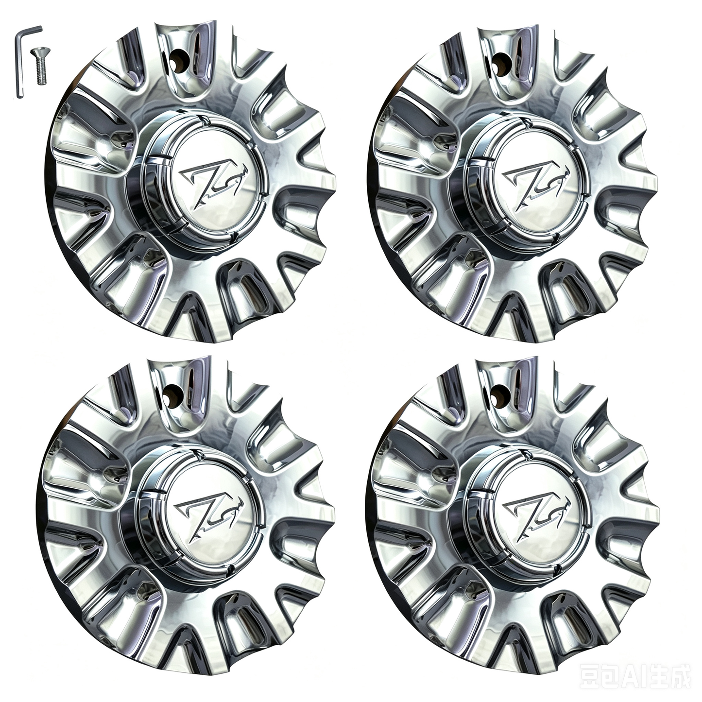 Four ZINIK Z15 Verona chrome center caps