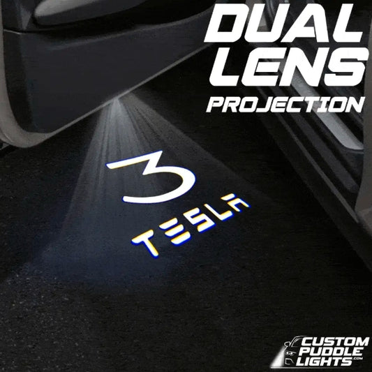 Tesla Model 3 Highland Dynamic Dual Lens Premium Door Puddle Lights Multiple Designs 2023–2026