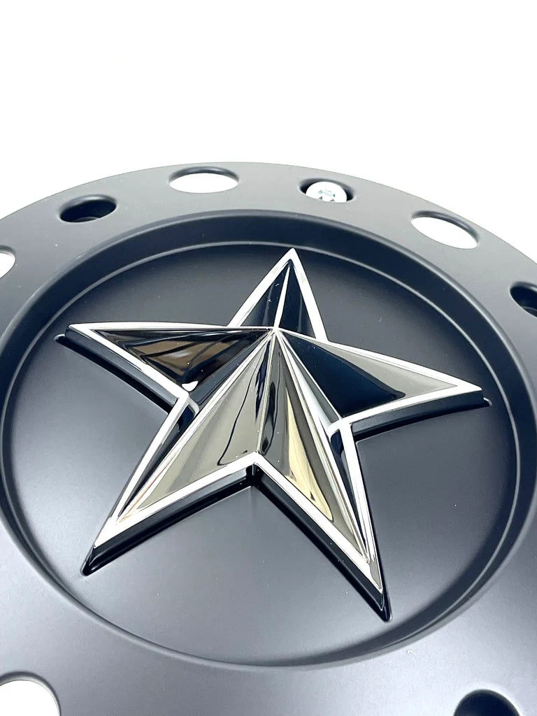 KMC XD775 Rockstar 1000775B Matte Black Tall Wheel Center Caps (Set of 4)