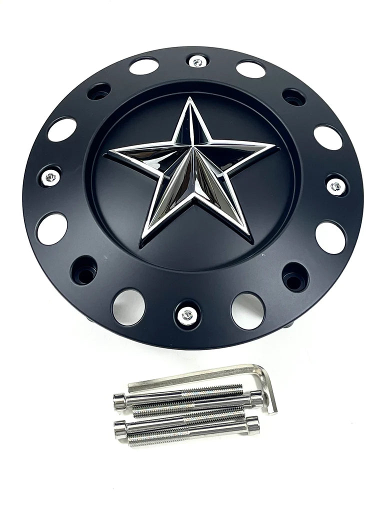 KMC XD775 Rockstar 1000775B Matte Black Tall Wheel Center Caps (Set of 4)