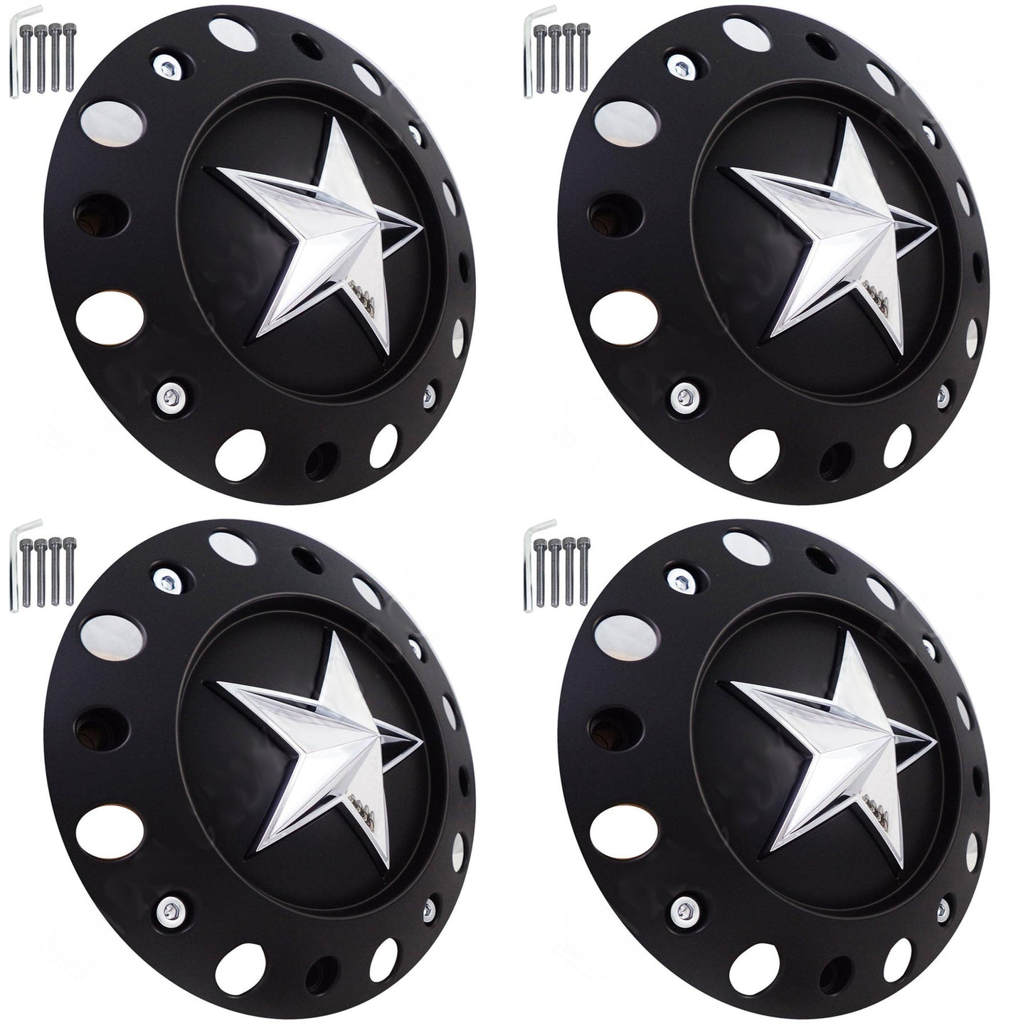KMC XD 775 ROCKSTARR Alloy Wheels Flat Black Custom Wheel Center Cap # 1000775B (4 CAPS) TALL