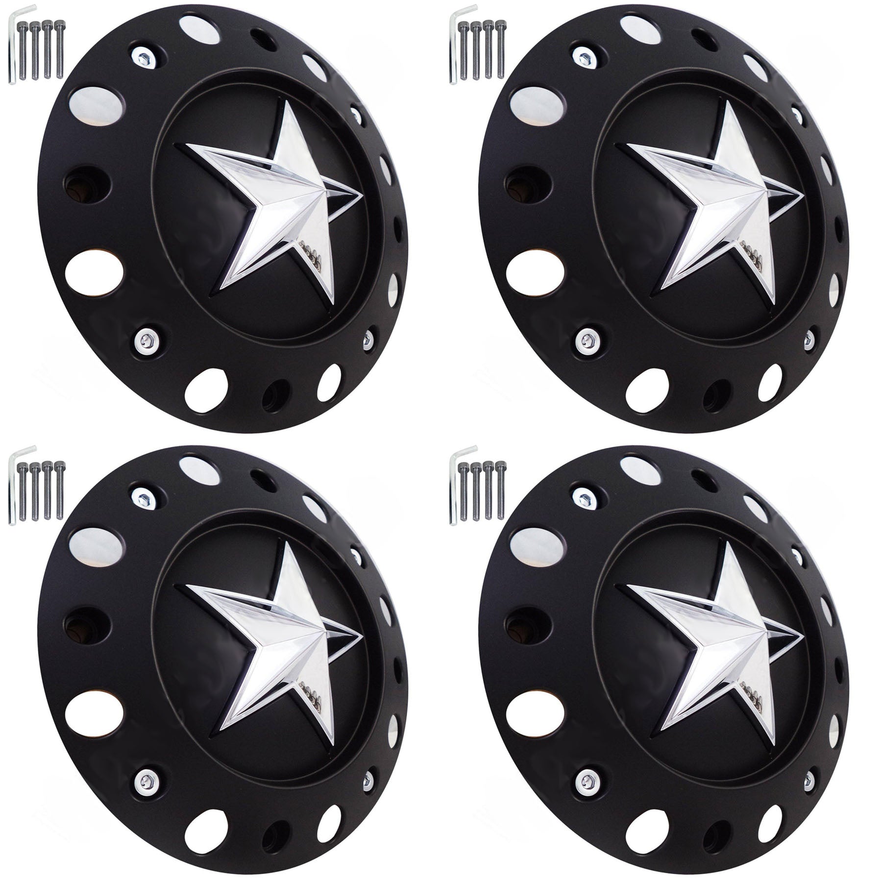 KMC XD 775 ROCKSTARR Alloy Wheels Flat Black Custom Wheel Center Cap # 1000775B (4 CAPS) TALL