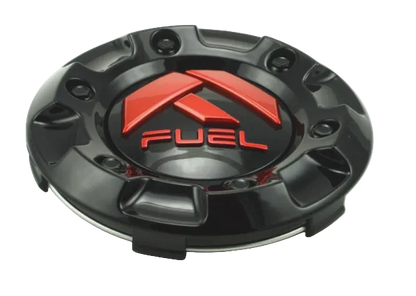 Front view of Fuel 1001-58 gloss black and red wheel center cap