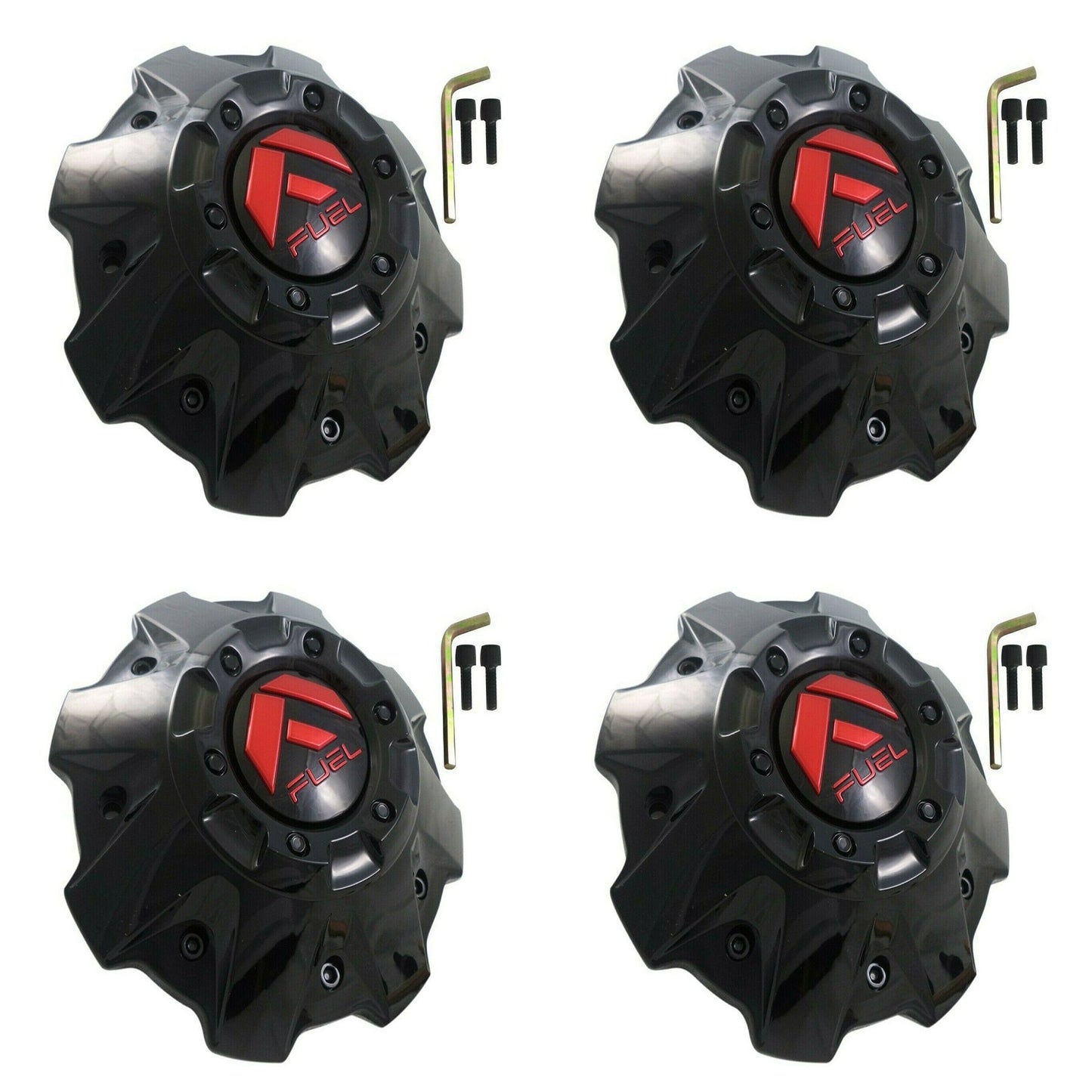 Fuel Offroad Wheels Gloss Black / Red Logo Wheel Center Cap # 1001-63GBQ M-447 5-6 LUG (4 CAPS)