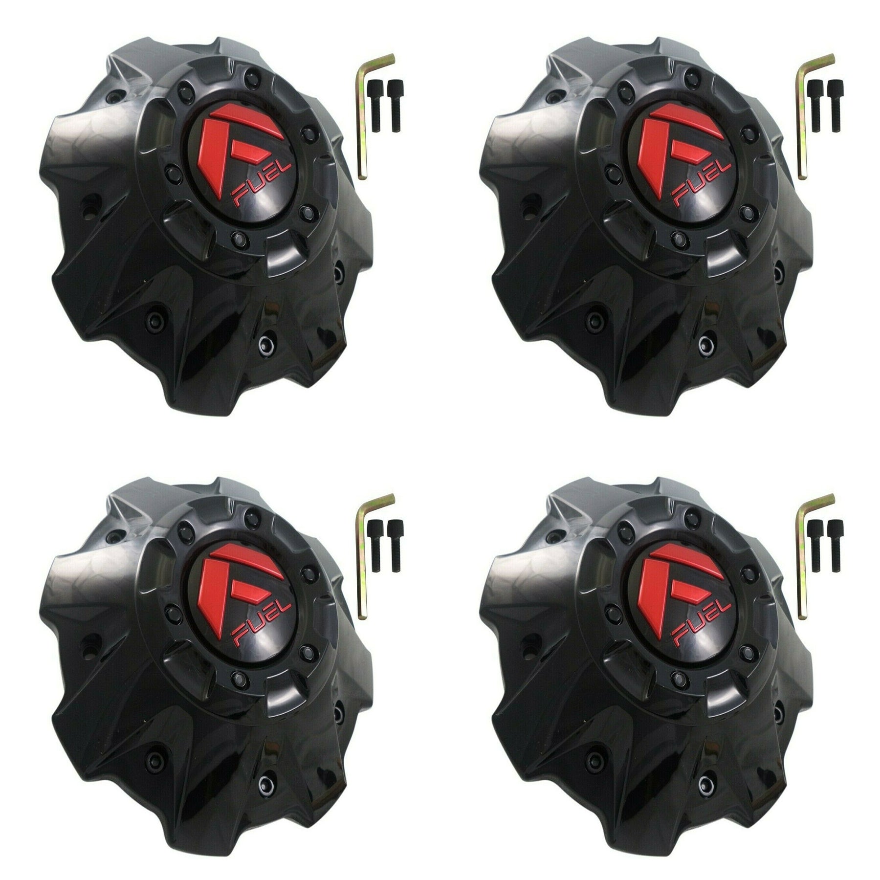 Fuel Offroad Wheels Gloss Black / Red Logo Wheel Center Cap # 1001-63GBQ M-447 5-6 LUG (4 CAPS)