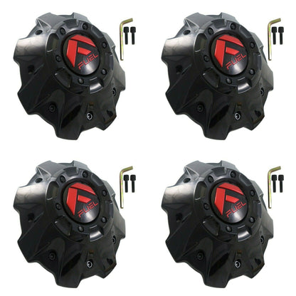 Fuel Offroad Wheels Gloss Black / Red Logo Wheel Center Cap # 1001-63GBQ M-447 5-6 LUG (4 CAPS)
