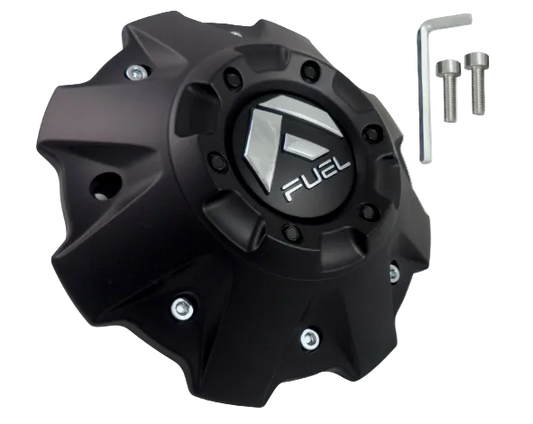 Front view of Fuel 1001-63-B matte black wheel center cap