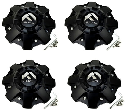(4Pcs) Fuel Matte Black Center Cap 7-15/16"OD Bolt-On Open-End, Closed-End 1001-79B