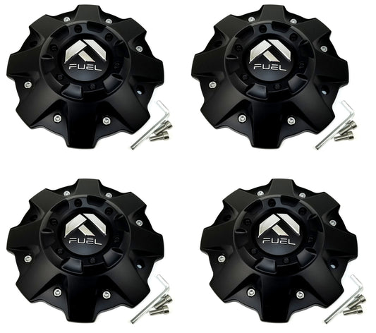 (4Pcs) Fuel Matte Black Center Cap 7-15/16"OD Bolt-On Open-End, Closed-End 1001-79B