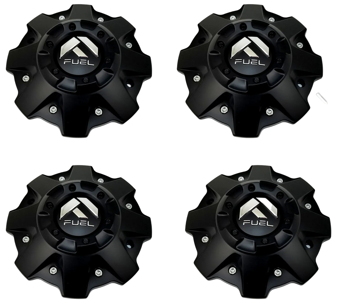 Set of four Fuel 1001-79B matte black bolt-on wheel center caps
