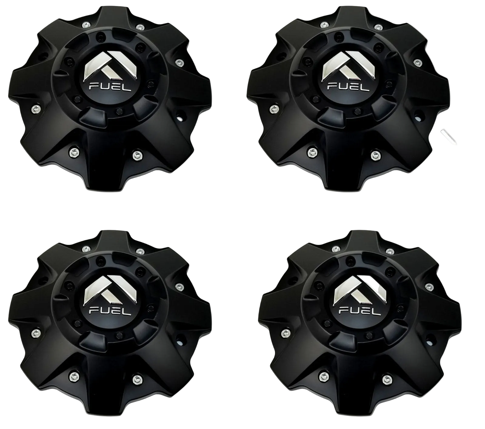 Set of four Fuel 1001-79B matte black bolt-on wheel center caps