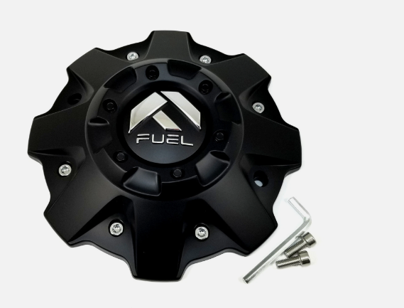 (4Pcs) Fuel Matte Black Center Cap 7-15/16"OD Bolt-On Open-End, Closed-End 1001-79B