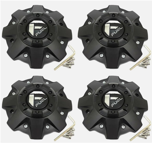 (4Pcs) Fuel Matte Black Center Cap 8"OD 1-9/16"H Bolt-On Open-End, Closed-End 1001-81MB