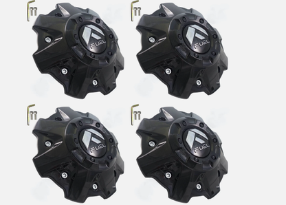 Fuel Wheels Gloss Black Center Cap # 1001-81GB (4 CAPS) NEW + BOLTS