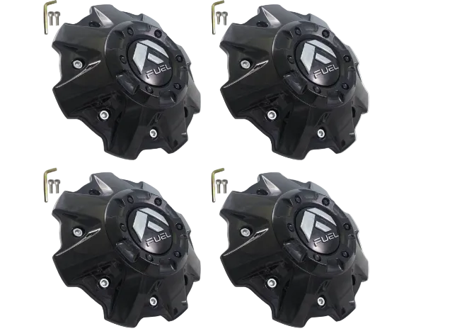 Set of four Fuel 1001-81GB gloss black wheel center caps with bolts