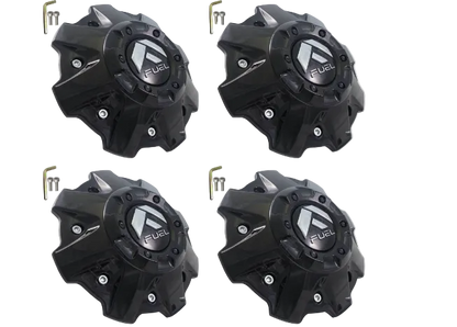 Set of four Fuel 1001-81GB gloss black wheel center caps with bolts