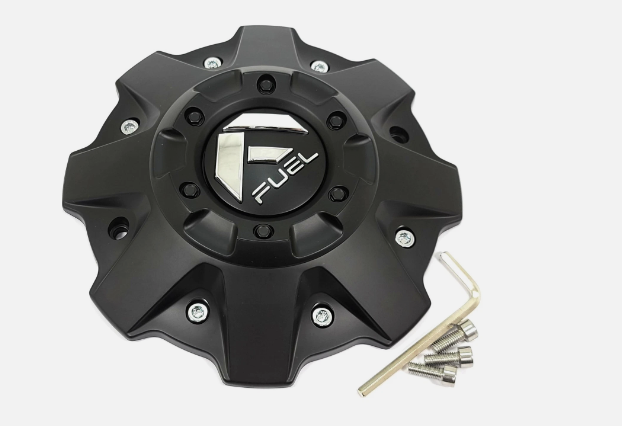 (1Pc) Fuel Matte Black Center Cap 8"OD 1-9/16"H Bolt-On Open-End, Closed-End 1001-81MB