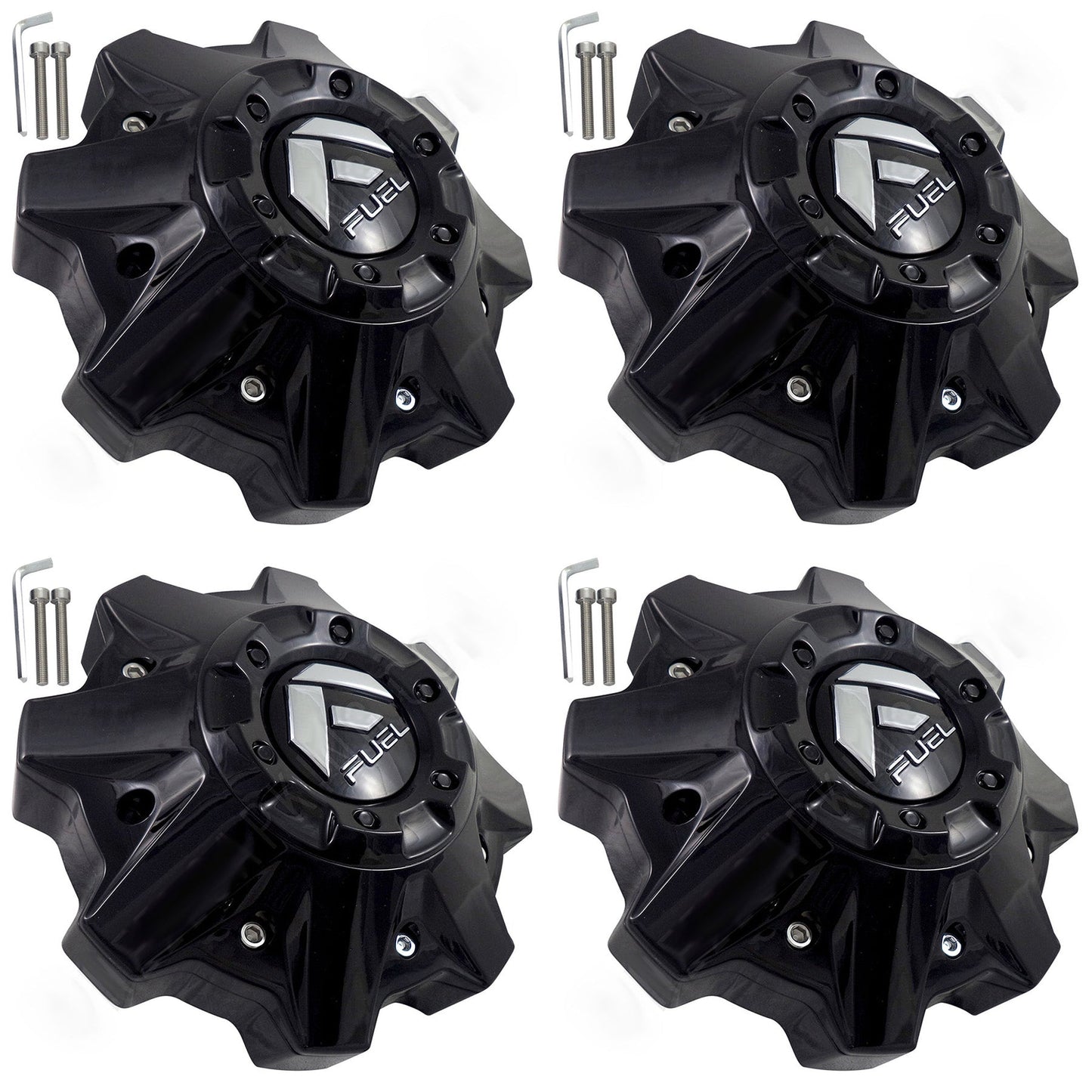 Fuel Offroad Wheels Gloss Black Custom Center Cap Caps W/ Riser # 1002-49GB (4 CAPS) NEW