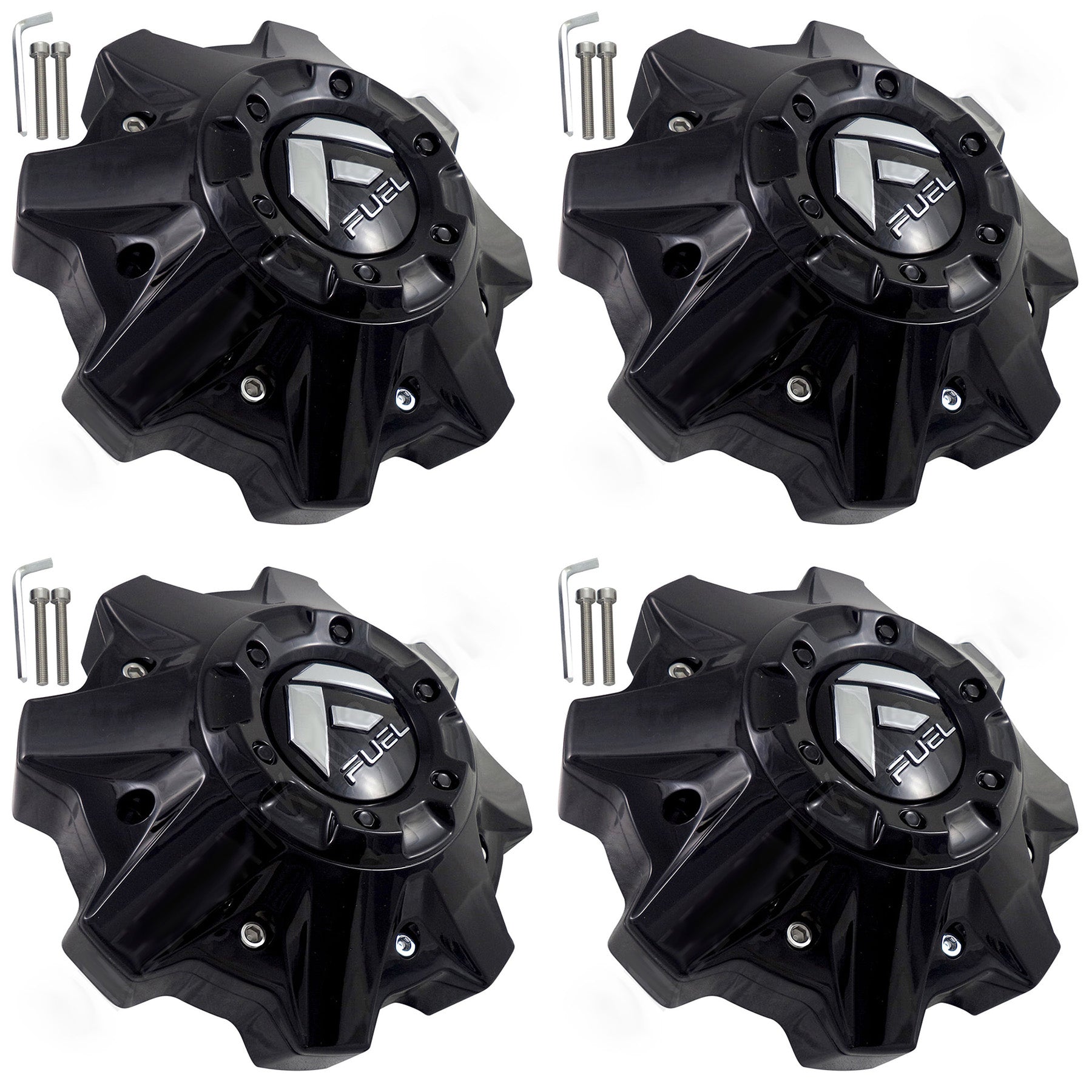Fuel Offroad Wheels Gloss Black Custom Center Cap Caps W/ Riser # 1002-49GB (4 CAPS) NEW