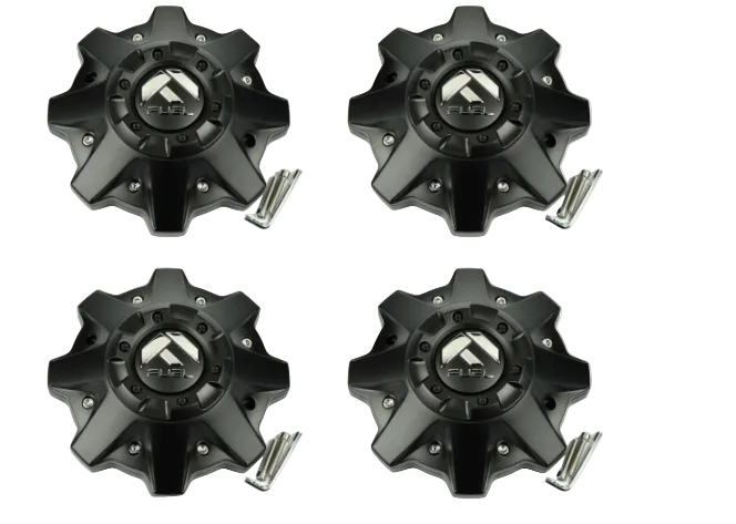 Set of four Fuel 1002-53-B M-477 matte black wheel center caps