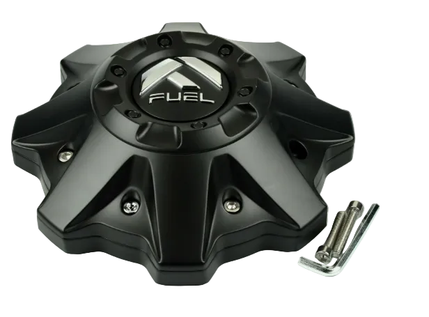 Front view of Fuel 1002-53-B matte black wheel center cap