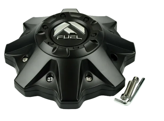 Front view of Fuel 1002-53-B matte black wheel center cap