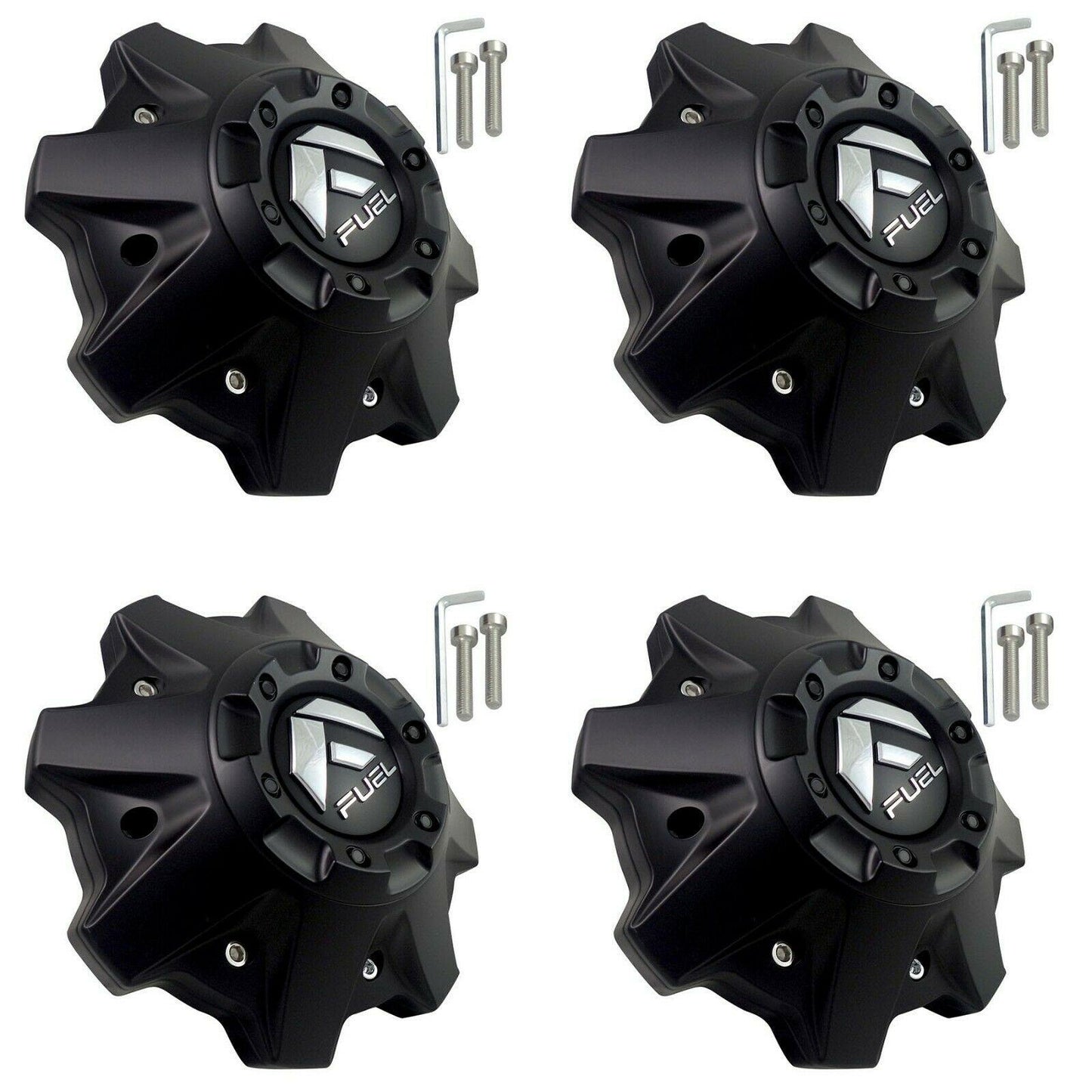 Fuel Offroad Wheel Flat Black 8-Lug Center Cap Caps 1002-53B (4 CAPS) NEW