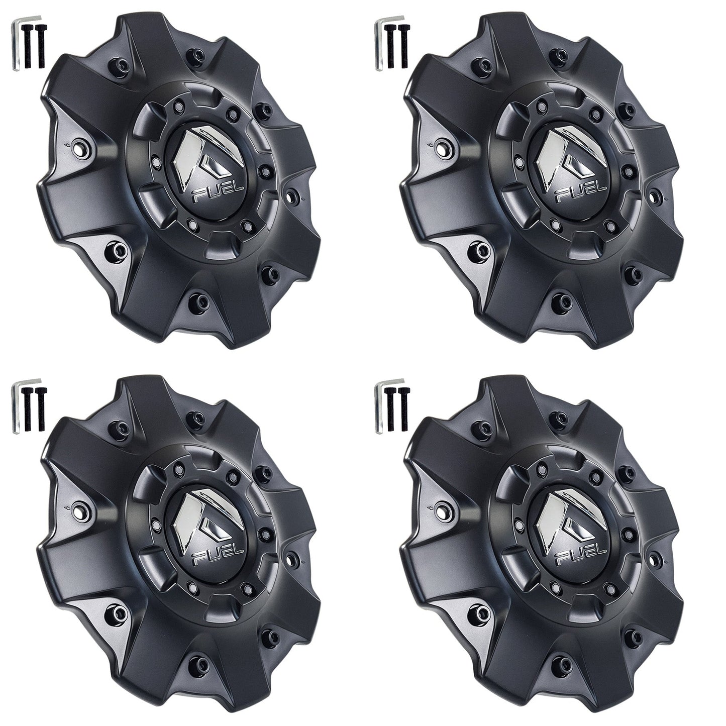 Fuel Off-Road Matte Black Wheel Center Cap 1002-79MBR (4 CAPS) + SCREWS