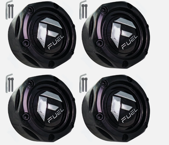 Fuel Wheels Gloss Black Custom Wheel Center Cap # 1003-42GB (4 CAPS) NEW + BOLT