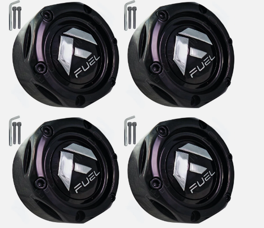 Fuel Wheels Gloss Black Custom Wheel Center Cap # 1003-42GB (4 CAPS) NEW + BOLT