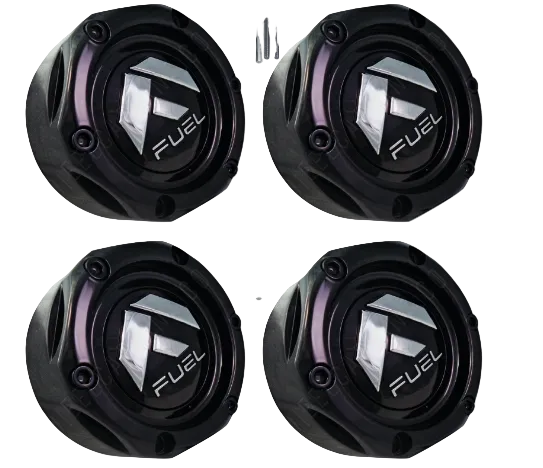 Set of four Fuel 1003-42GB gloss black wheel center caps with bolt