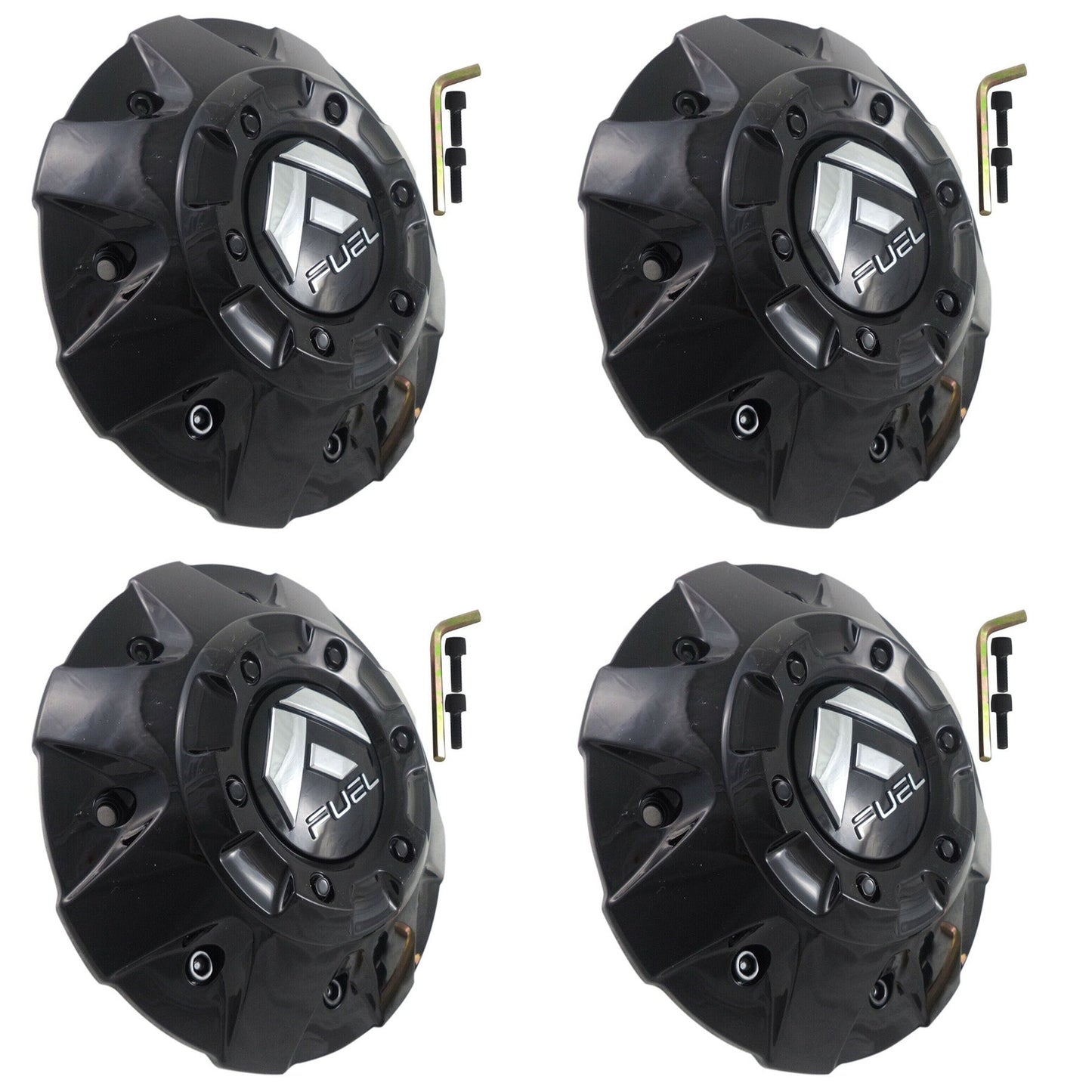 FUEL Offroad Wheels Gloss Black / Black Rivets Custom Center Caps # 1003-84GBR (4 CAPS)