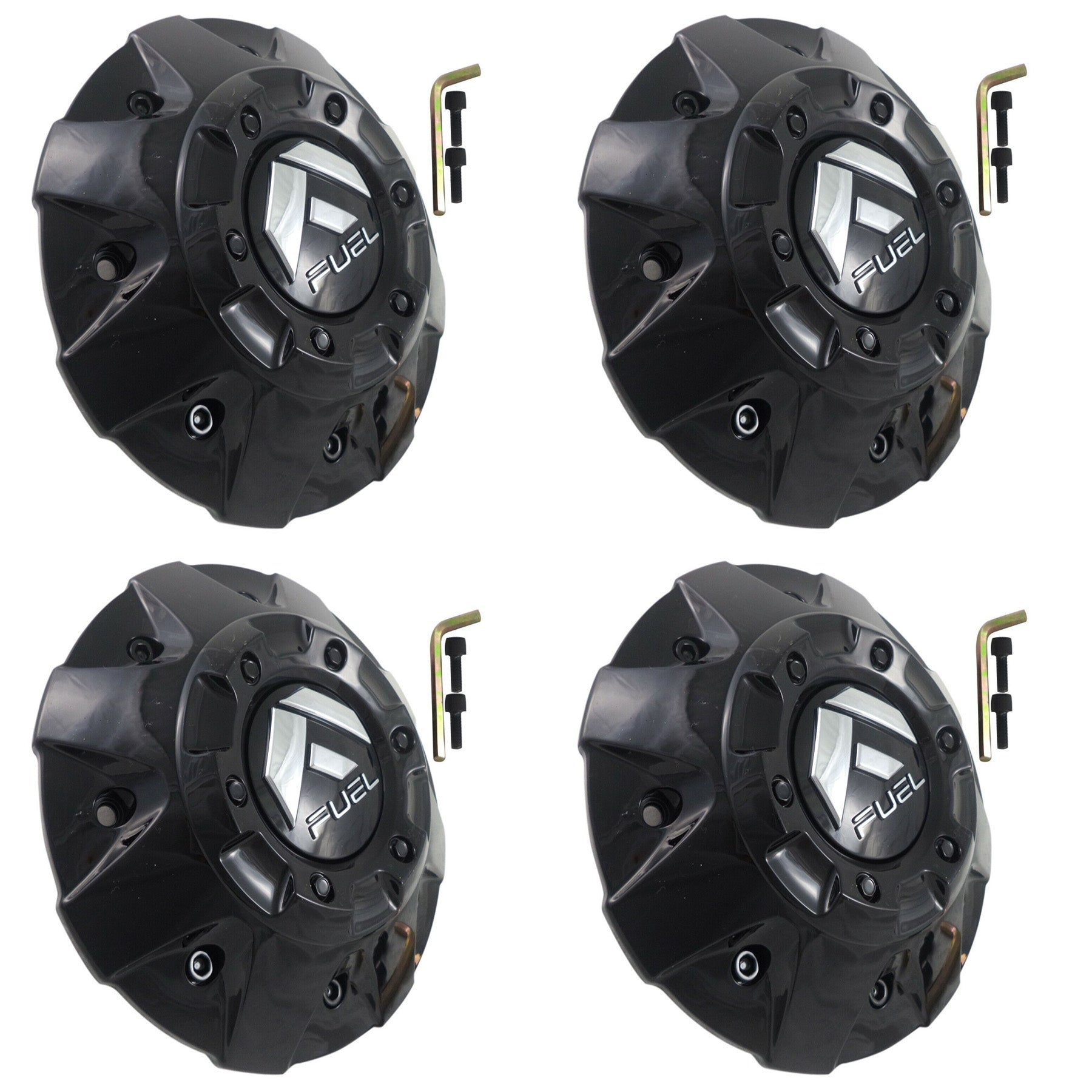 FUEL Offroad Wheels Gloss Black / Black Rivets Custom Center Caps # 1003-84GBR (4 CAPS)