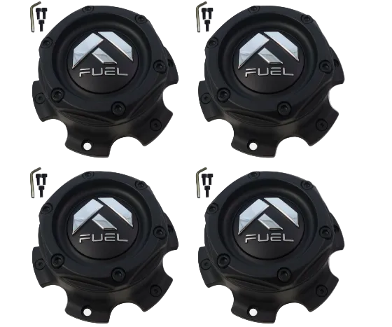Set of four Fuel 1004-27MB 1004-26 flat black wheel center caps