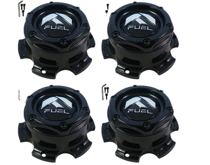 Set of four Fuel 1004-27GB SS029 gloss black 6-lug wheel center caps