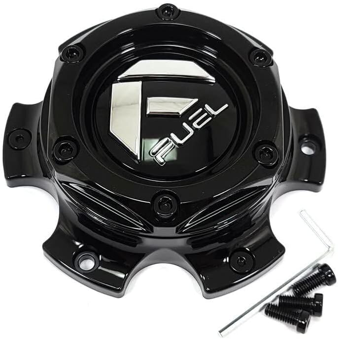 Fuel Off-Road 2 PIECE Gloss Black CAP(6X135 LRGBORE)BLK RIVETS - 1004-37GB Wheel Center Cap (1Pc)