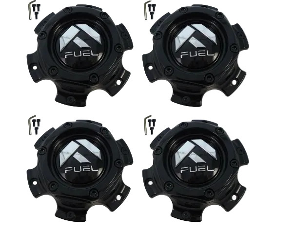 Set of four Fuel 1004-37MB matte black wheel center caps with screws
