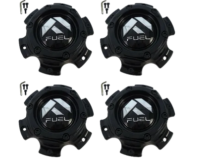 Set of four Fuel 1004-37MB matte black wheel center caps with screws