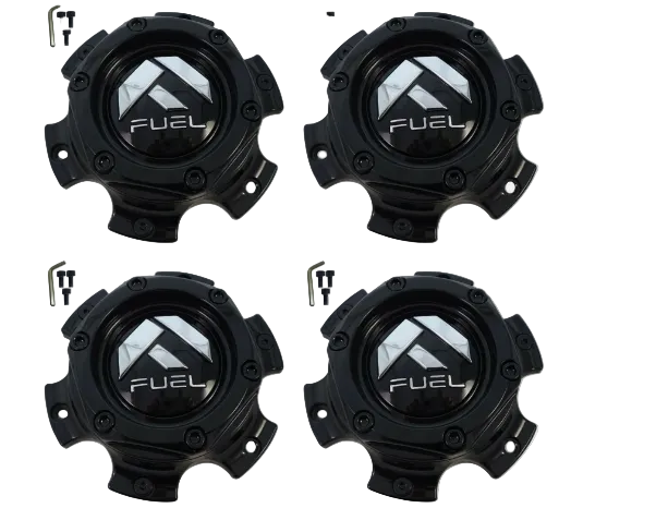Set of four Fuel 1004-37MB matte black wheel center caps with screws