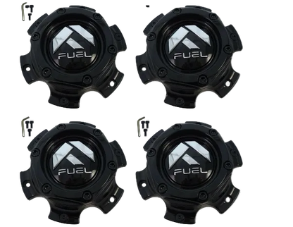 Set of four Fuel 1004-37MB matte black wheel center caps with screws