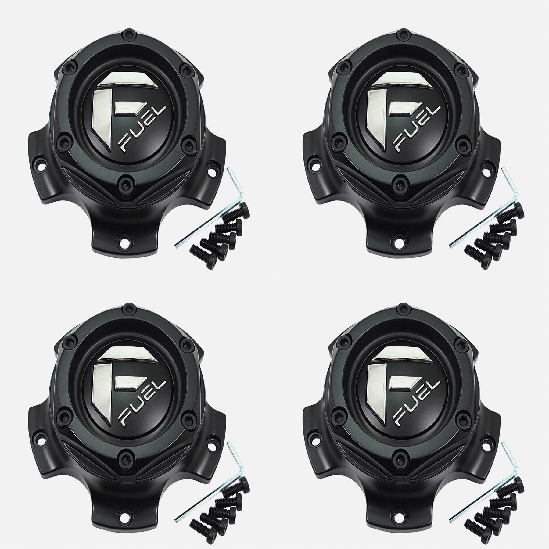 Fuel Wheels Matte Black Wheel Center Cap Caps # 1004-72MB / 1004-36  (4 CAPS) + BOLTS