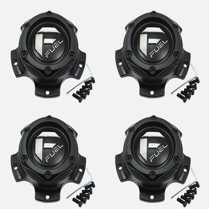 Fuel Wheels Matte Black Wheel Center Cap Caps # 1004-72MB / 1004-36  (4 CAPS) + BOLTS