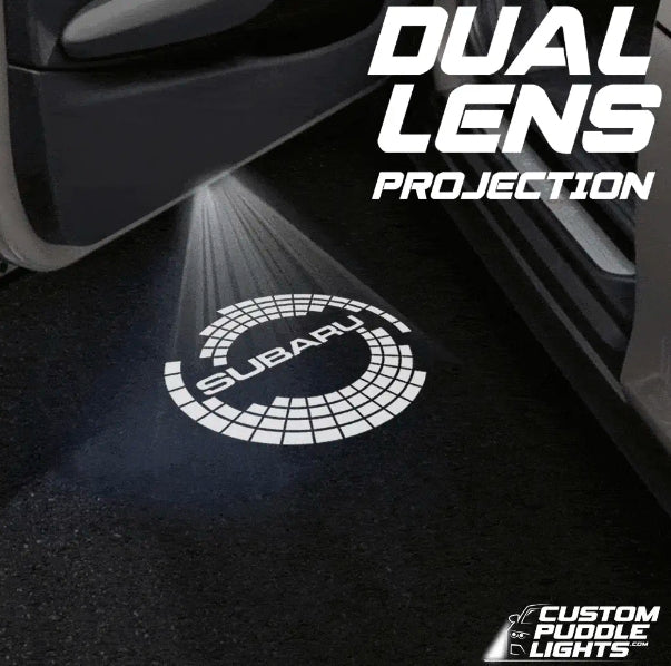 Subaru Outback 5th Gen BS Dynamic Dual Lens Premium Door Puddle Lights Multiple Designs 2015-2019