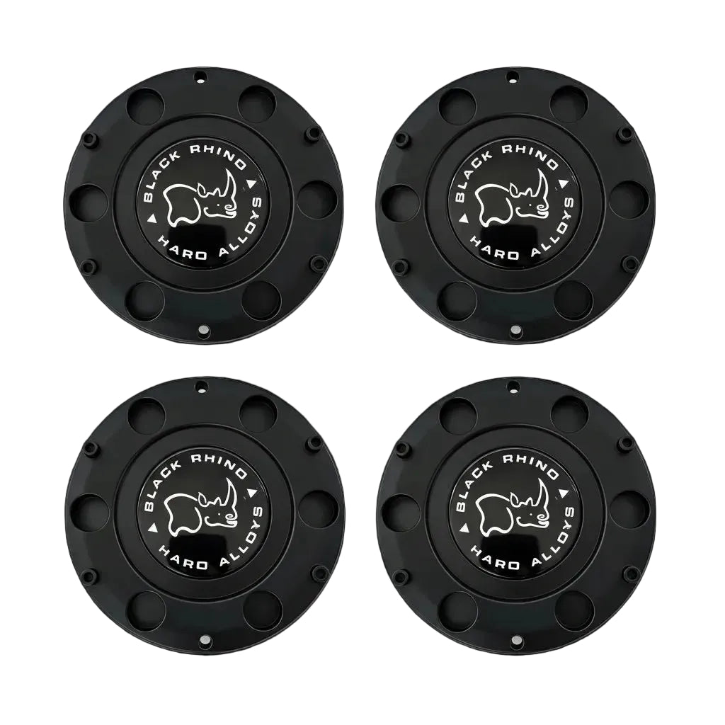 Set of four Black Rhino 1902S02 matte black wheel center caps