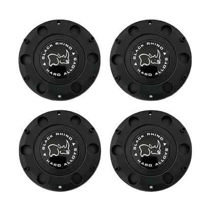 Set of four Black Rhino 1902S02 matte black wheel center caps