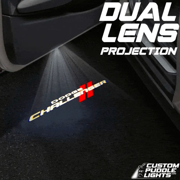 Dodge Challenger 3rd Gen Dynamic Dual Lens Premium Door Puddle Lights Multiple Designs 2008-2023