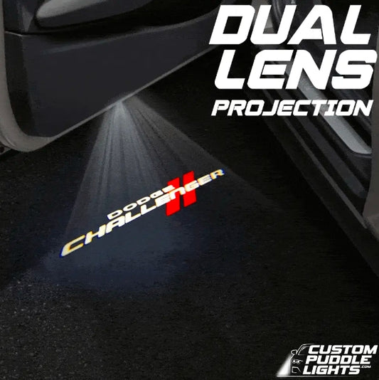 Dodge Challenger 3rd Gen Dynamic Dual Lens Premium Door Puddle Lights Multiple Designs 2008-2023